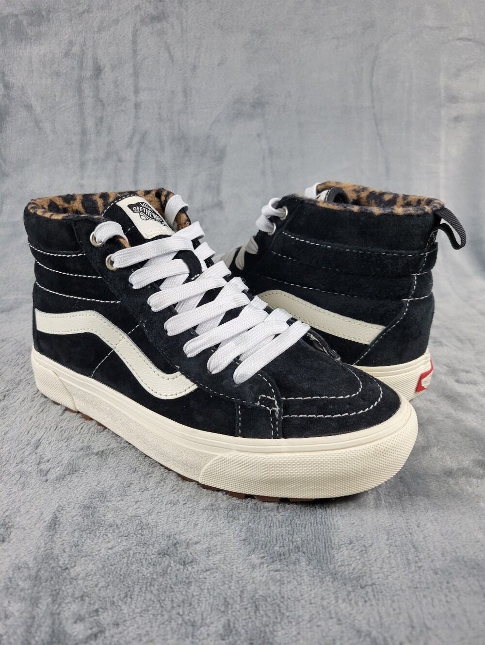 VANS SK8-HI MTE 1 BLACK LEOPARD SUEDE SNEAKERS WOMEN SIZE 8 500714